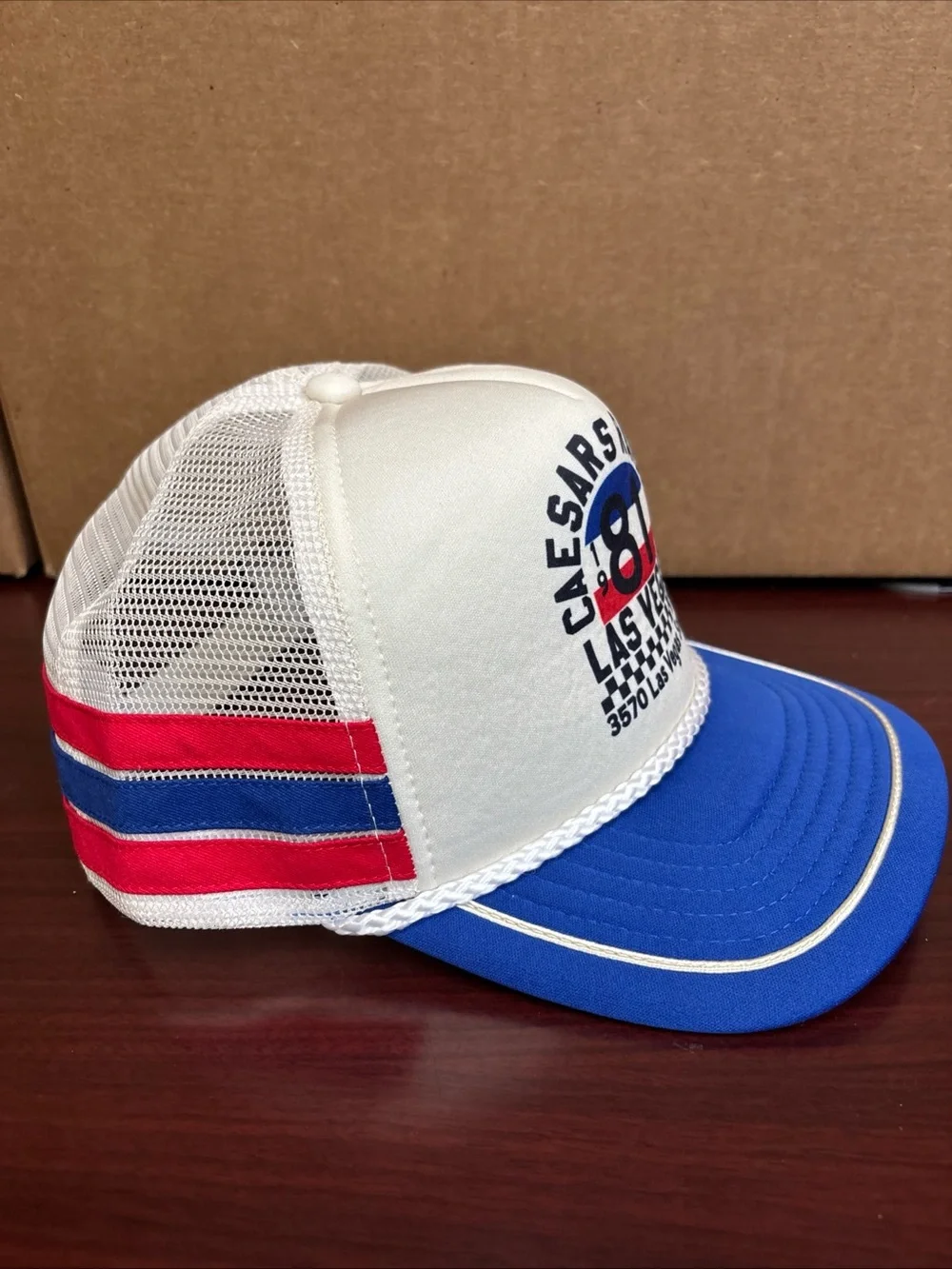 1981 Caesars Racing Team Trucker Hat Cap Snapback F1 Vegas Grand Prix 3 Stripes
